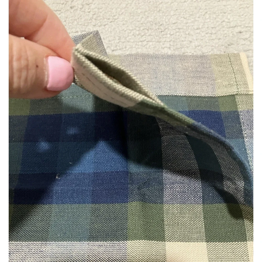 JCPenney Home Valance Bradley Stripe Plaid Valance Woven Cotton Blue Olive Green
